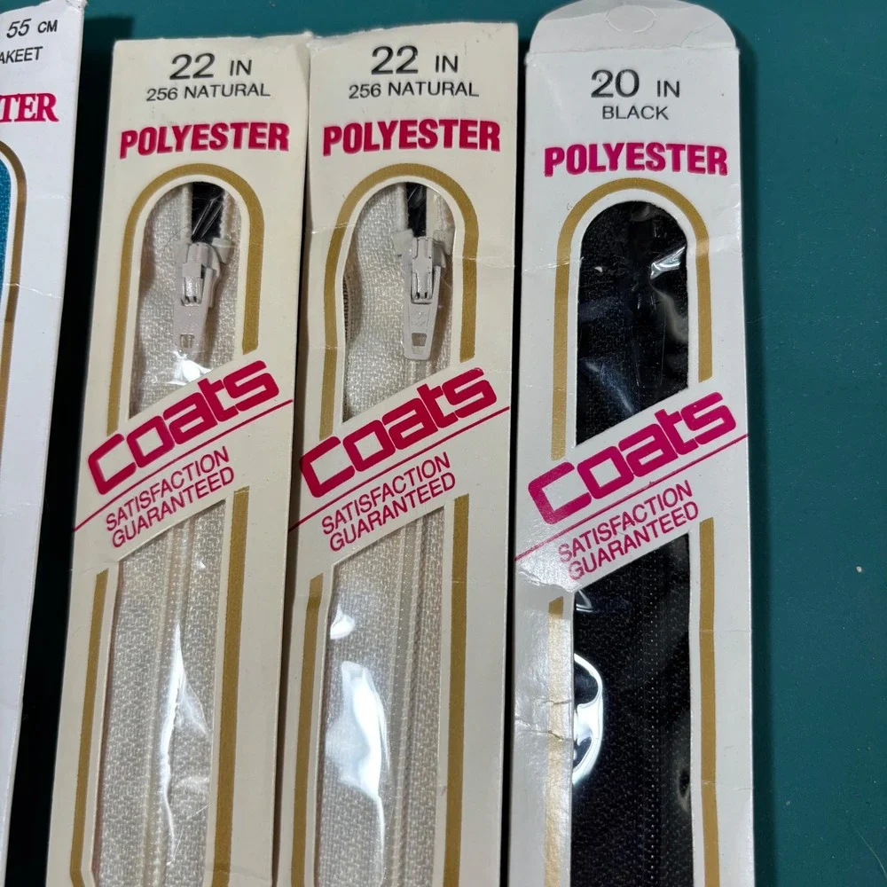 Vintage Coats Clark JP Coats Zipper Lot‎ 7pc 20-22in Metal Separating Polyester